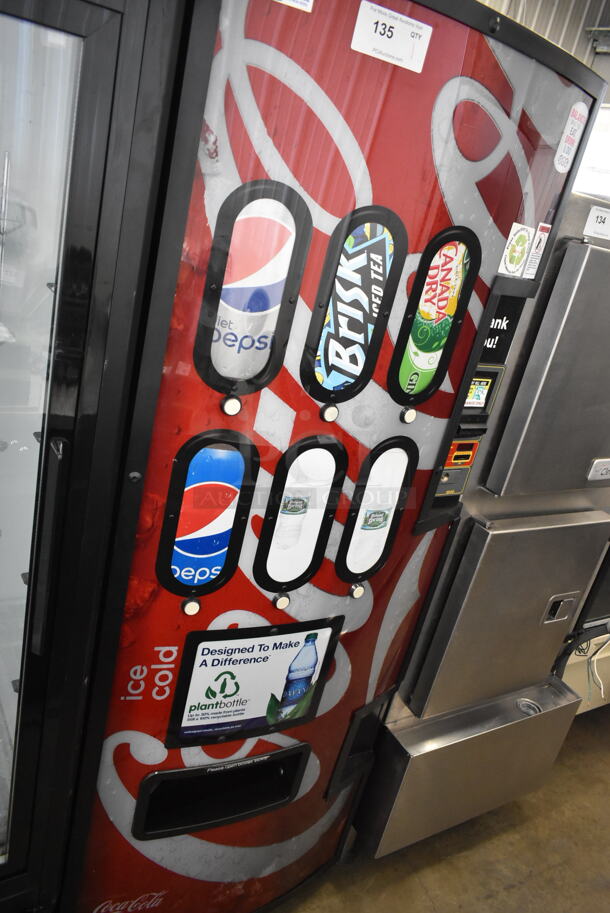 Metal Commercial Floor Style Vending Machine w/ Cash Acceptor. Tested and Powers On  - Image 1 of 2