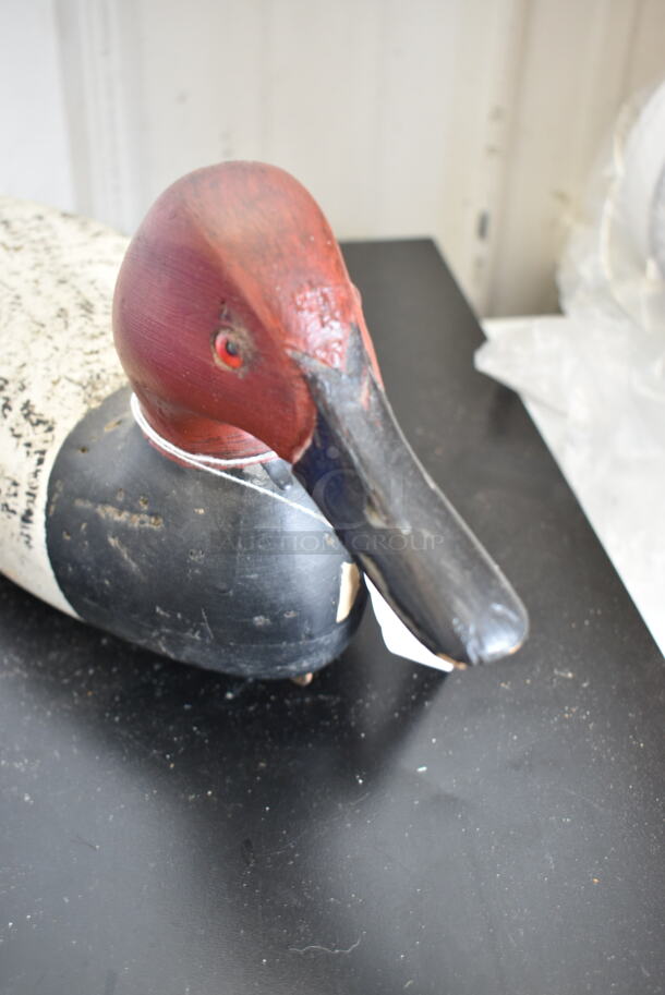 VINTAGE Hand Carved Brune Redheaded Canvasback Drake Duck Decoy - Image 2 of 4