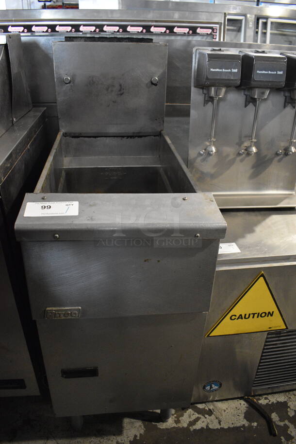 2014 Pitco SG14 Commercial Stainless Steel Natural Gas Floor Fryer on Galvanized Legs. BTU 110,000