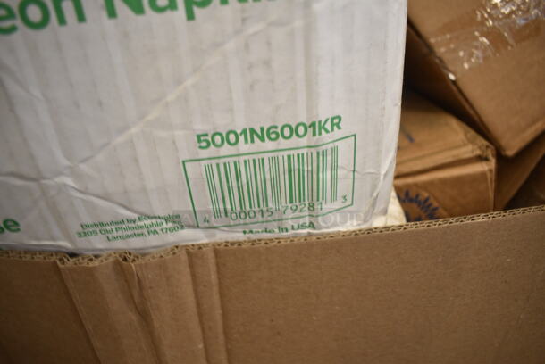 PALLET LOT of 28 BRAND NEW Boxes Including 500TW16S Choice 16 oz. Translucent Thin Wall Squat Plastic Cold Cup - 1000/Case, 5001N6001KR EcoChoice 10" x 12" Natural Kraft 1/4 Fold Luncheon Napkin - 6000/Case, 433473 Tellus Clamshells, 500MFTN Lavex Natural Brown Kraft M-Fold (Multifold) Towel - 4000/Case, 3234X2SHT10M Lavex 4" x 2" Blank Paper Permanent Label Sheet - 2500/Pack, Popcorn Bags, 999RP10 TreeVive by EcoChoice 10" Round Palm Leaf Plate - 25/Pack, 50012PLAGRNK EcoChoice 12 oz. Kraft Compostable Paper Hot Cup - 1000/Case, TShirt Bags. 28 Times Your Bid! - Image 3 of 12