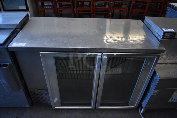 2012 True Model TBB-24-48G-S Stainless Steel Commercial 2 Door Back Bar Cooler Merchandiser. 115 Volts, 1 Phase. 49x24.5x36. Tested and Working!