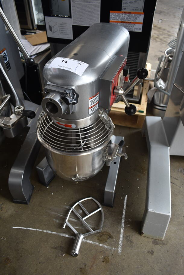 BRAND NEW SCRATCH AND DENT! Avantco 177MX10H Metal Commercial Countertop 10 Quart Planetary Dough Mixer w/ Stainless Steel Mixing Bowl, Bowl Guard, Dough Hook and Paddle Attachments. 120 Volts, 1 Phase. Tested and Working! - Image 1 of 10