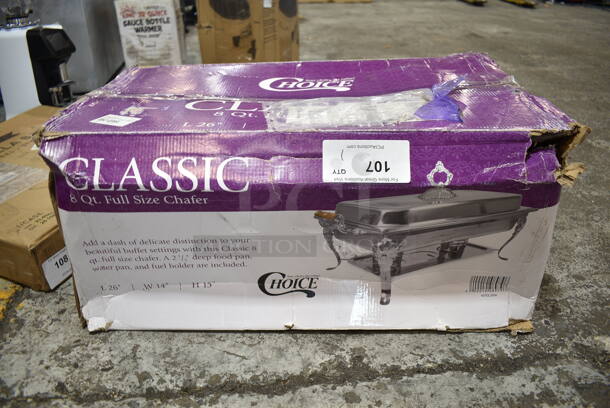 BRAND NEW SCRATCH AND DENT! Choice 407DL200A Stainless Steel Classic 8 Qt. Full Size Chafer - Image 2 of 3