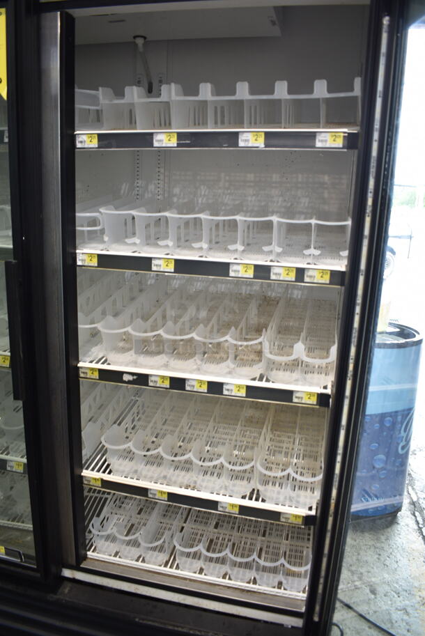 2015 True GDM-49-LD ENERGY STAR Metal Commercial 2 Door Reach In Cooler Merchandiser w/ Poly Coated Racks on Commercial Casters. 115 Volts, 1 Phase. Tested and Working! - Image 4 of 6