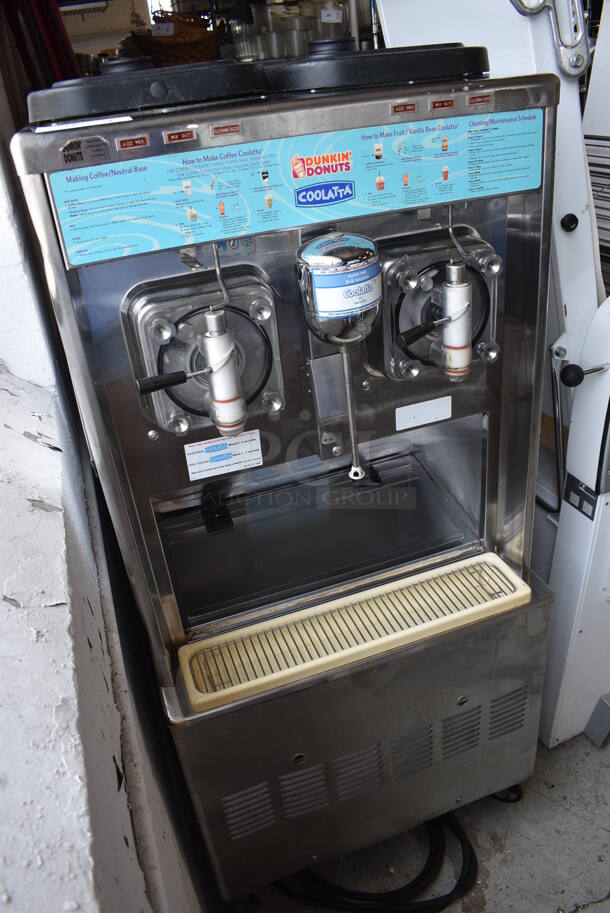 Taylor Model 342D-27 Stainless Steel Commercial Floor Style Air Cooled 2 Flavor Frozen Beverage Machine w/ Drink Mixer Attachment on Commercial Casters. 208-230 Volts, 1 Phase. 26x34x60 - Image 4 of 8