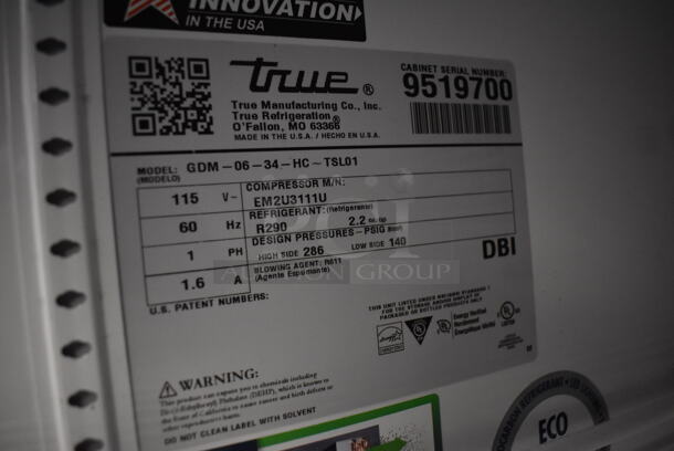 2018 True GDM-06-34-HC-TSL01 Metal Commercial Single Door Reach In Mini Cooler Merchandiser. 115 Volts, 1 Phase. 20.5x28x36. Tested and Working! - Image 5 of 5