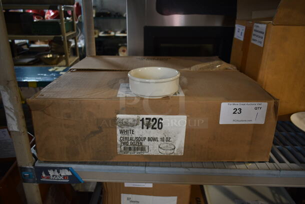 Box of 24 BRAND NEW! 1726 White Cereal Soup Bowls. 