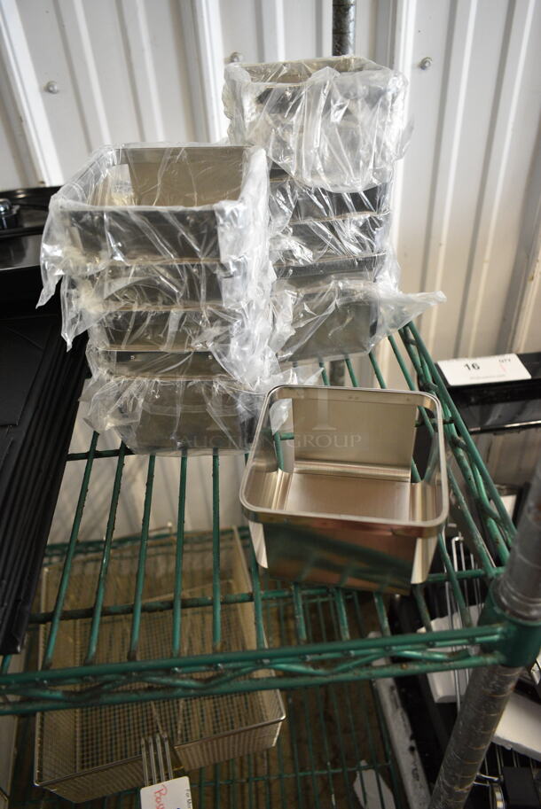 ALL ONE MONEY! Lot of BRAND NEW SCRATCH AND DENT! Items Including Clipper Mill by GET 4-80828 4 1/2" Stainless Steel Square Berry Basket, 304FSLT116 Acopa 16" Faux Slate Melamine Serving and Display Tray, 109FESS12 Advance Tabco FE-SS-12 Stainless Steel Leg - 4/Set, Silikomart Curve Quenelle 20 Compartment White Silicone Baking Mold - 1 3/4" x 13/16" x 3/4" Cavities CURVE QUENELLE 10. - Image 3 of 11