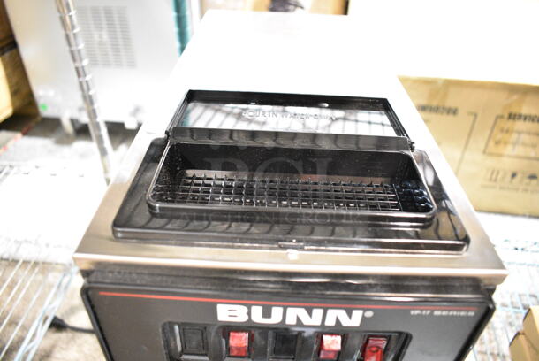 BRAND NEW SCRATCH AND DENT! 2023 Bunn VP17-3 Stainless Steel Commercial Countertop 3 Burner Coffee Machine w/ 3 Coffee Pots and Poly Brew Basket. 120 Volts, 1 Phase.  - Image 7 of 8