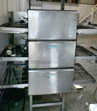 3 2016 Turbochef HhC2020 Stainless Steel Commercial Countertop Electric Powered Conveyor Rapid Cook Oven on Commercial Casters. 208/240 Volts, 1 Phase. 3 Times Your Bid! 