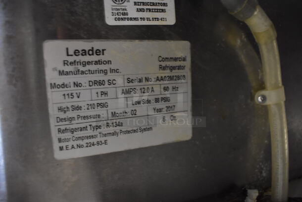 2017 Leader DR60 SC Stainless Steel Commercial Dough Retarder w/ Marble Countertop on Commercial Casters. 115 Volts, 1 Phase. 60.5x34x47. Tested and Working! - Image 8 of 8