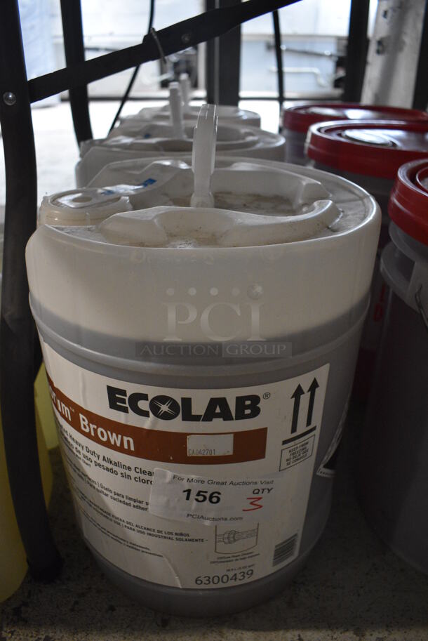 3 Ecolab Quorum Brown Non Chlorinated Heavy Duty Alkaline Cleaner. 11x11x15. 3 Times Your Bid!
