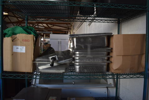 ALL ONE MONEY! Tier Lot of Various Items Including Stainless Steel Drop In Bins and Paper Product