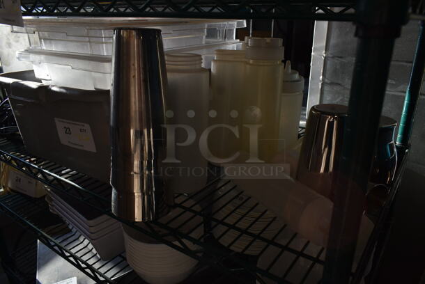 ALL ONE MONEY! Tier Lot of Various Items Including Poly Bins and Metal Mixing Cups - Image 3 of 4