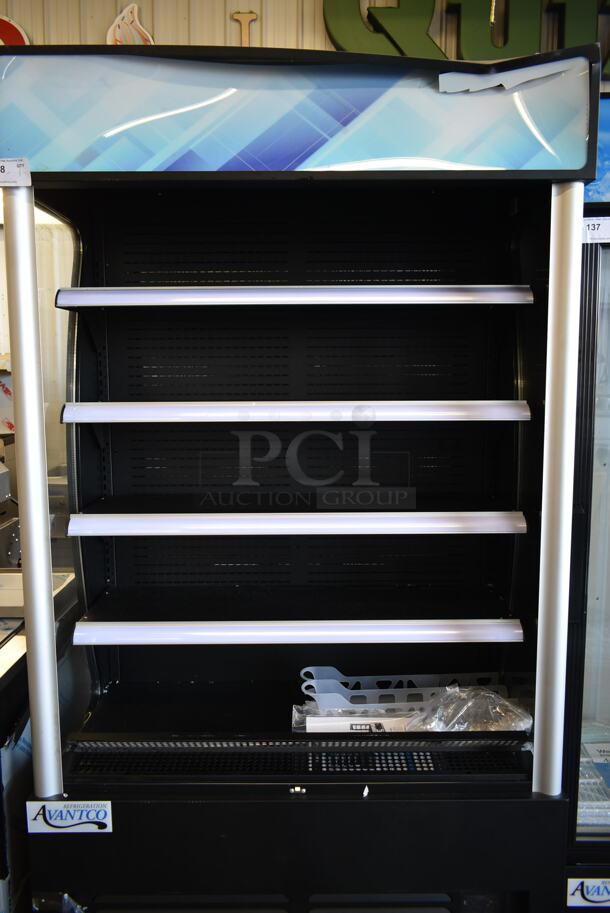 BRAND NEW SCRATCH AND DENT! Avantco 189BVAC46HC Metal Commercial Single Door Reach In Grab N Go Cooler Merchandiser w/ Metal Shelves. 110-120 Volts, 1 Phase. Tested and Working! - Image 4 of 8