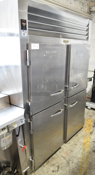 Traulsen AHT232WUT-127 Stainless Steel Commercial 4 Half Size Reach In Cooler w/ Metal Racks. 115 Volts, 1 Phase.  Cannot Test Due To Cut Power Cord
