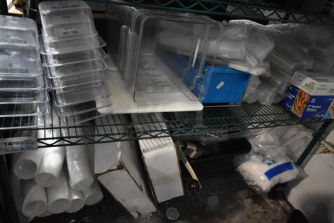 ALL ONE MONEY! Tier Lot of Various Items Including Poly Drop In Bins, Cutting Boards, Gloves, Bamboo Skewers