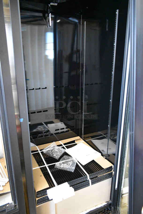 BRAND NEW SCRATCH AND DENT! 2024 True CVM-27-HC Metal Commercial Single Door Reach In Cooler Merchandiser w/ Poly Coated Racks. See Pictures for Broken Glass. 115 Volts, 1 Phase. Tested and Working! - Image 5 of 8