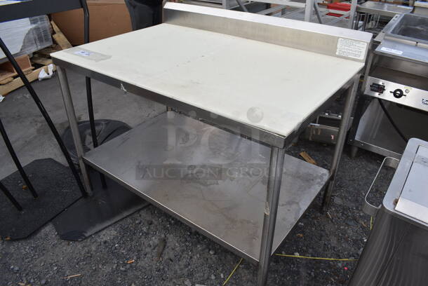 Stainless Steel Cutting Table w/ Full Length Cutting Boards, Backsplash and Stainless Undershelf - Image 3 of 3