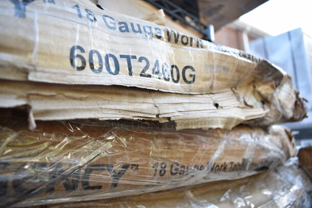 4 BRAND NEW SCRATCH AND DENT! Items; Regency 600UT3048S Adjustable Stainless Steel Work Table Undershelf for 30" x 48" Tables - 18 Gauge, Regency 600T2460G 24" x 60" 18-Gauge 304 Stainless Steel Commercial Work Table with Galvanized Legs and Undershelf, Regency 460SW2448 Spec Line 24" x 48" NSF Stainless Steel Wire Shelf and 4 Poles. 4 Times Your Bid! - Image 5 of 7