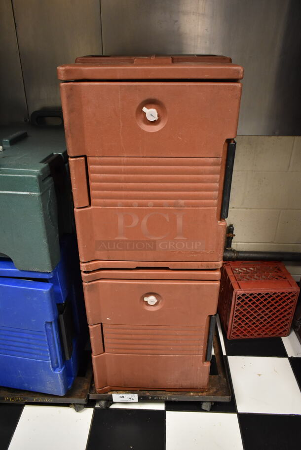 2 Brown Poly Insulated Food Carrying Cases w/ 1 Dolly on Commercial Casters. 2 Times Your Bid! (kitchen #2) - Image 1 of 3