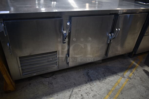 Stainless Steel Commercial 3 Door Undercounter Cooler. Tested and Powers On But Does Not Get Cold
 - Image 3 of 6