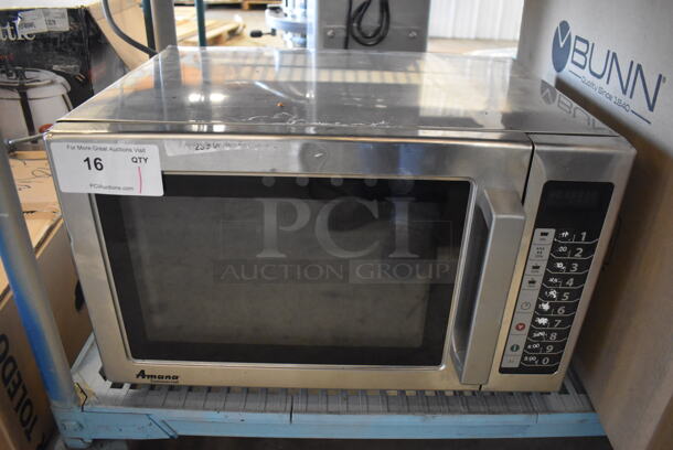 2019 Amana RCS10TS Stainless Steel Commercial Countertop Microwave Oven. 120 Volts, 1 Phase. 22x18x14 - Image 1 of 6
