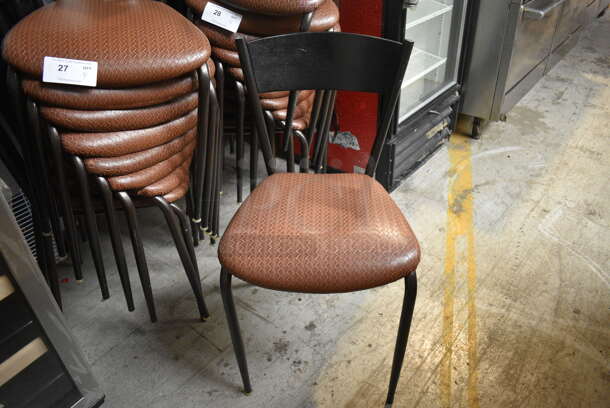 4 Dark Brown Wood Pattern Dining Chairs w/ Weaved Brown Seat Cushion. Stock Picture - Cosmetic Condition May Vary. 17x16x32. 4 Times Your Bid! - Image 2 of 7
