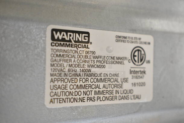 Waring WWCM200 Metal Countertop Waffle Cone Maker. 120 Volts, 1 Phase. Tested and Working! - Image 6 of 6