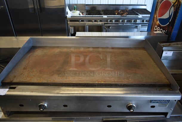 Imperial Stainless Steel Commercial Countertop Natural Gas Powered Flat Top Griddle.  - Image 4 of 9