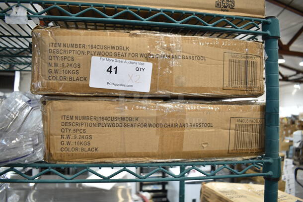 2 Boxes of 5 BRAND NEW SCRATCH AND DENT! Lancaster Table & Seating 164CUSHWDBLK Black Finish Wood Seat for Wood Frame Chairs and Bar Stools. 2 Times Your Bid!  - Image 2 of 4
