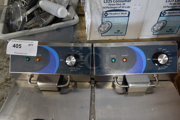 BRAND NEW SCRATCH AND DENT! 2023 Hoocoo FRY-20L Stainless Steel Commercial Countertop Electric Powered 2 Bay Fryer w/ 2 Lids and 2 Dry Baskets. 120 Volts, 1 Phase. - Image 6 of 9