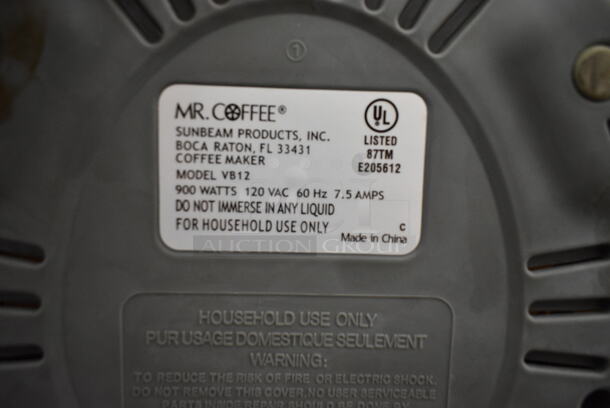 ALL ONE MONEY! Lot of 3 Items; Mr Coffee White Coffee Machine, Mr Coffee Black Coffee Machine and Pitcher.  - Image 6 of 6