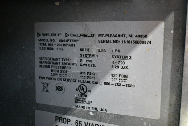 2018 Delfield 18691PTBMP Stainless Steel Commercial Pizza Prep Table Bain Marie. 115 Volts, 1 Phase. Tested and Working! - Image 11 of 11