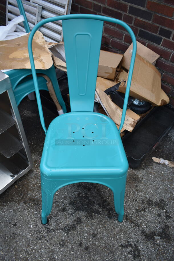 3 BRAND NEW SCRATCH AND DENT! Lancaster Table & Seating Alloy Series Blue Outdoor Cafe Chair. 3 Times Your Bid! - Image 3 of 5