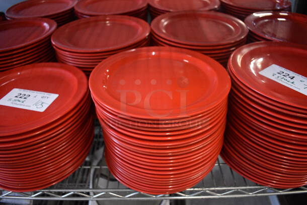 ALL ONE MONEY! Lot of 105 Red Poly Plates. 9x9x1