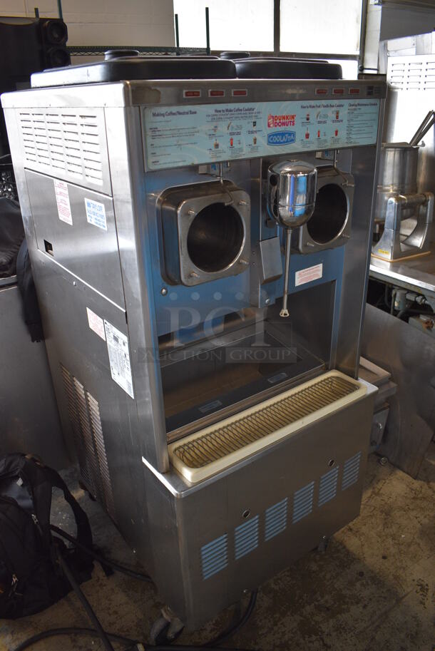 Taylor Model 342D-27 Stainless Steel Commercial Floor Style Air Cooled 2 Flavor Frozen Beverage Machine w/ Drink Mixer Attachment on Commercial Casters. Missing Pieces. 208-230 Volts, 1 Phase. 26x34x60 - Image 2 of 9