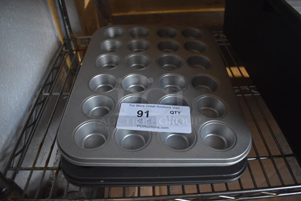 4 Various Metal 24 Cup Mini Muffin Baking Pans. 10.5x14x1. 4 Times Your Bid!