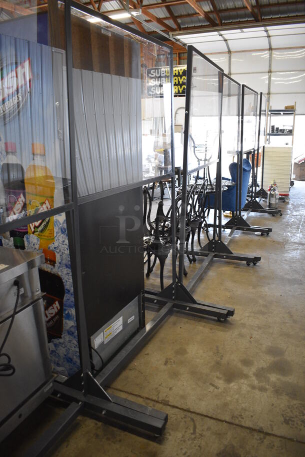 6 Gray Metal Floor Style Portable Separator Wall Sneeze Guard on Commercial Casters. 48x36x80.5. 6 Times Your Bid! - Image 3 of 4