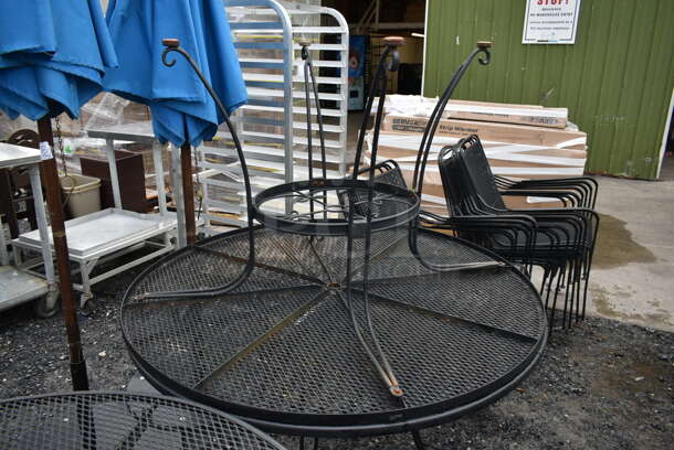 ALL ONE MONEY! Lot of 3 Black Metal Mesh Round Patio Tables w/ 10 Black Metal Mesh Patio Chairs. - Image 3 of 5