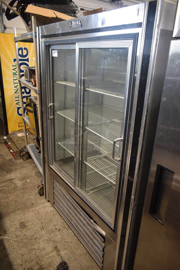 Dial Stainless Steel Commercial 2 Door Reach In Cooler Merchandiser. 115 Volts, 1 Phase. Tested and Powers On But Does Not Get Cold
 - Image 2 of 9