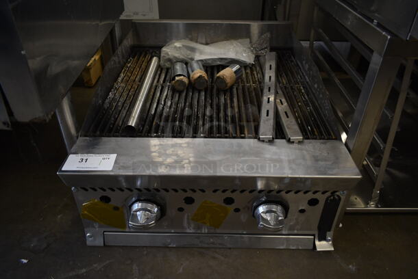 2023 Venancio O24LC Stainless Steel Commercial Countertop Natural Gas Powered Charbroiler Grill. 30,000 BTU.