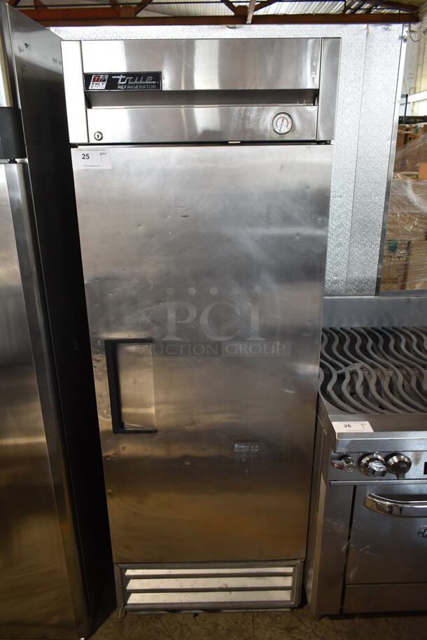 True T-19 Stainless Steel Commercial Single Door Reach In Cooler w/ Poly Coated Racks. 115 Volts, 1 Phase. Tested and Powers On But Does Not Get Cold - Image 1 of 5