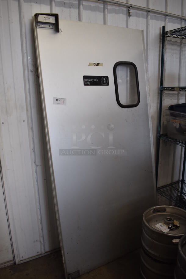 Eliason Metal Swinging Kitchen Door w/ View Through Window. 39.5x2x79 - Image 4 of 4