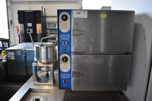 Cleveland Convection Stainless Steel Commercial Electric Powered Double Deck Steam Cabinet w/ Model TDC/2-20 Tilting Kettle. 208 Volts, 3 Phase. 42x35x62 - Image 3 of 9