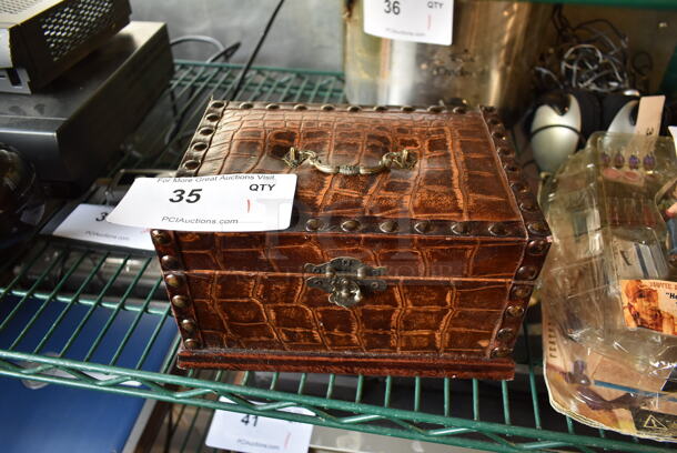 Brown Alligator Skin Pattern Box. - Image 1 of 6