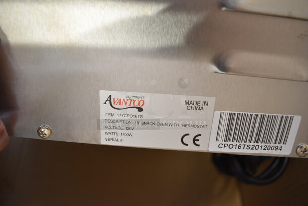 IN ORIGINAL BOX! Avantco Model 177CPO16TS Stainless Steel Countertop Electric Powered Snack Oven. 120 Volts, 1 Phase. 23.5x19.5x9. Tested and Working! - Image 6 of 7
