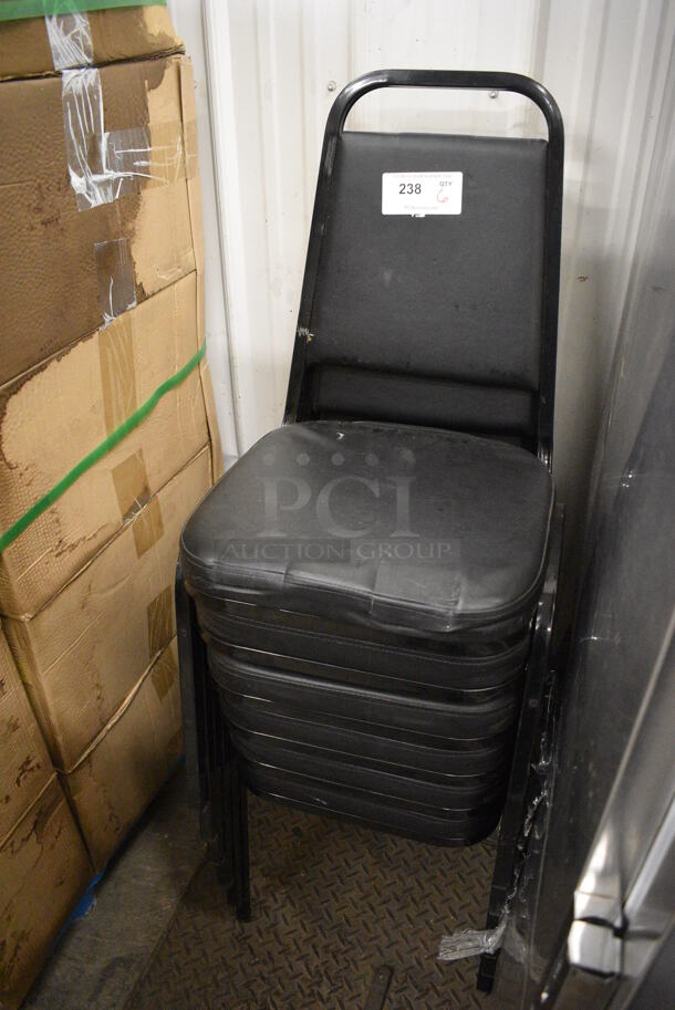 6 Black Metal Stackable Banquet Dining Chairs. 18x20x34. 6 Times Your Bid! - Image 3 of 3