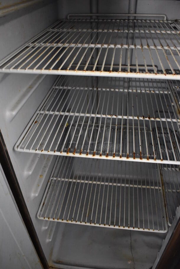 Delfield Stainless Steel Commercial 3 Door Reach In Cooler w/ Poly Coated Racks on Commercial Casters. 77x34x80. Tested and Working! - Image 6 of 9