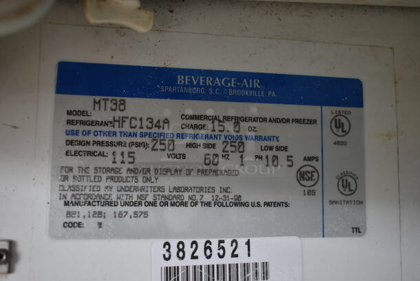 Beverage Air MT38 Metal Commercial 2 Door Reach In Cooler Merchandiser w/ Poly Coated Racks. 115 Volts, 1 Phase. Tested and Powers On But Does Not Get Cold - Image 6 of 7